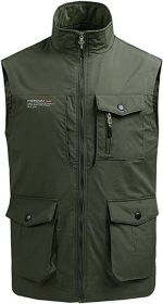 Men's Multi-pocket Casual Quick Dry Vest Photography Fishing Outdoor Vest (size: ARMY GREEN-XL)