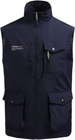 Men's Multi-pocket Casual Quick Dry Vest Photography Fishing Outdoor Vest (size: BLACK-L)