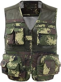 Mens Waistcoat Summer Outdoor Casual Fishing Safari Hiking Vest with Multi-Pocket (size: S)